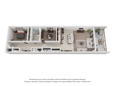 Floor plan for 2 beds, 1 bath, 1190 sqft